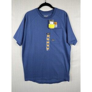 Ariat Rebar Cotton Strong Raglan Pocket T Shirt Men’s Small Blue NWT